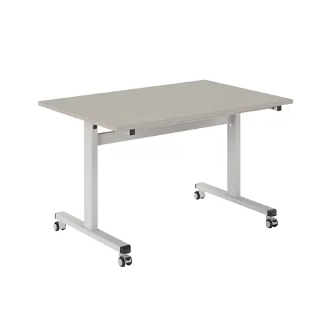 Pro Flip Rectangular Table - W1200 x D800 x H725mm - White Legs - Light Grey